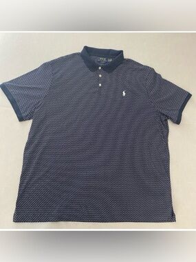 Polo Ralph Lauren Men's XXL Classic-Fit Blue Geometric Short Sleeve Golf Shirt